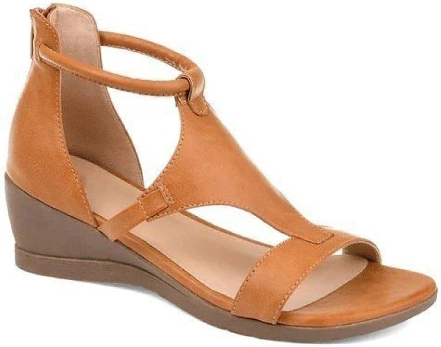 image:imageZYONG 2021 Sandales Femme en Cuir PU Bout Ouvert Fermeture clair Sangle Creuse Chaussures Vintage pour ltNoir