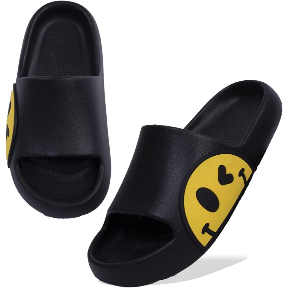 image:imageFemmes Hommes Plage Chaussons Dt Sliders SandalesChaussons Enfant SouplesSalle De Bains Piscine Douche AntiSlip Pantoufles Tongs pour Intrieur et ExtrieurNoir