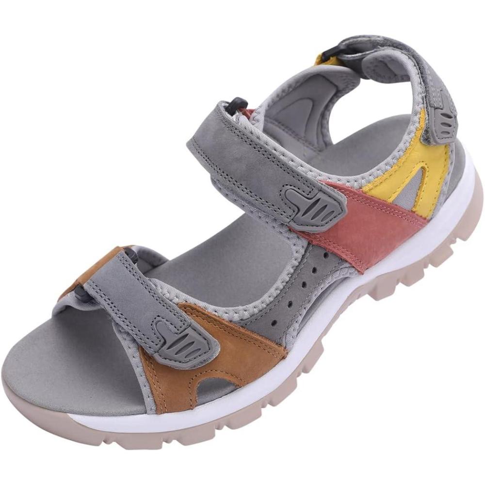 image:imageHarssidanzar Sandales en Cuir pour Femmes Randonne et Sport dExtrieur SL256EUTan Gris