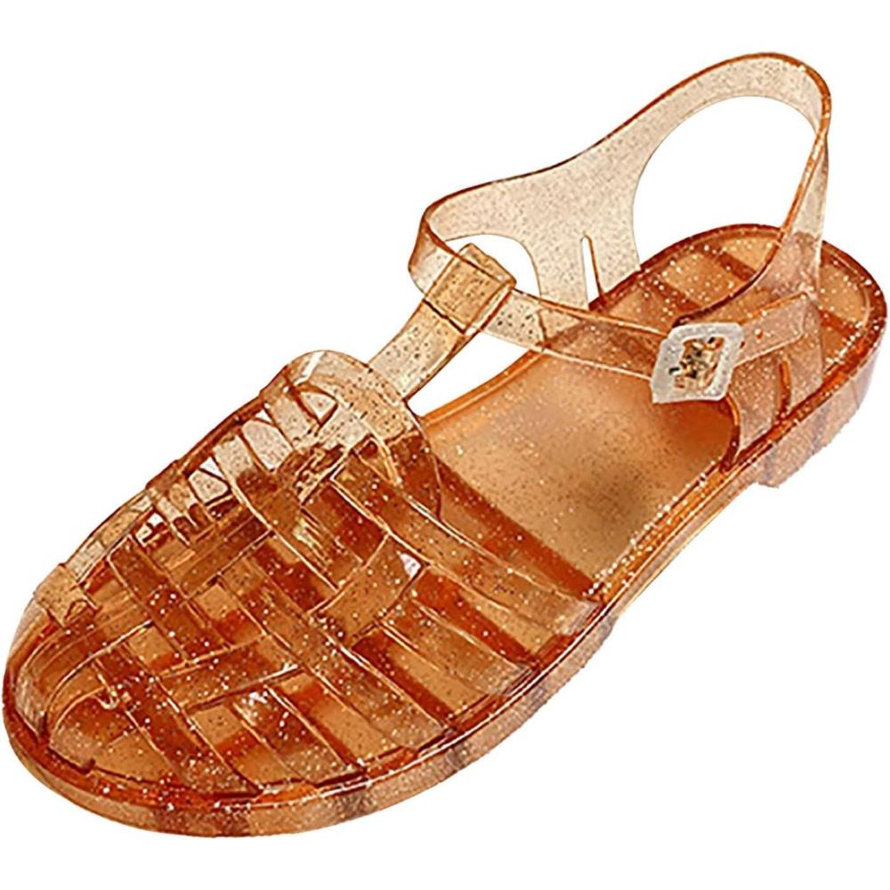 image:imageSandales dt pour femme En plastique transparent Couleur unie Pour la plage Pour lextrieur Pour les loisirs01 Orange