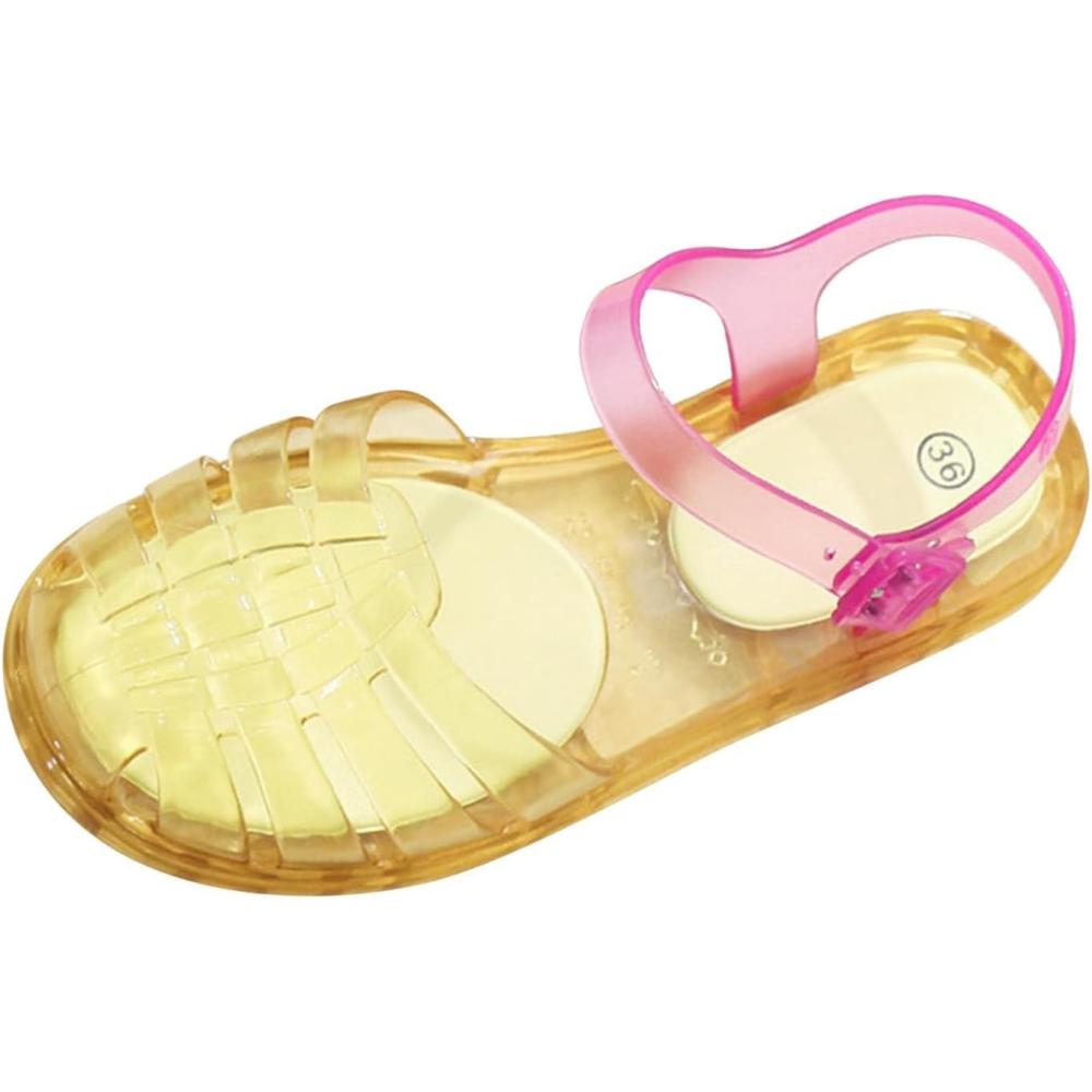 image:imageSandales dt pour femme En plastique transparent Couleur unie Pour la plage Pour lextrieur Pour les loisirs02 Jaune