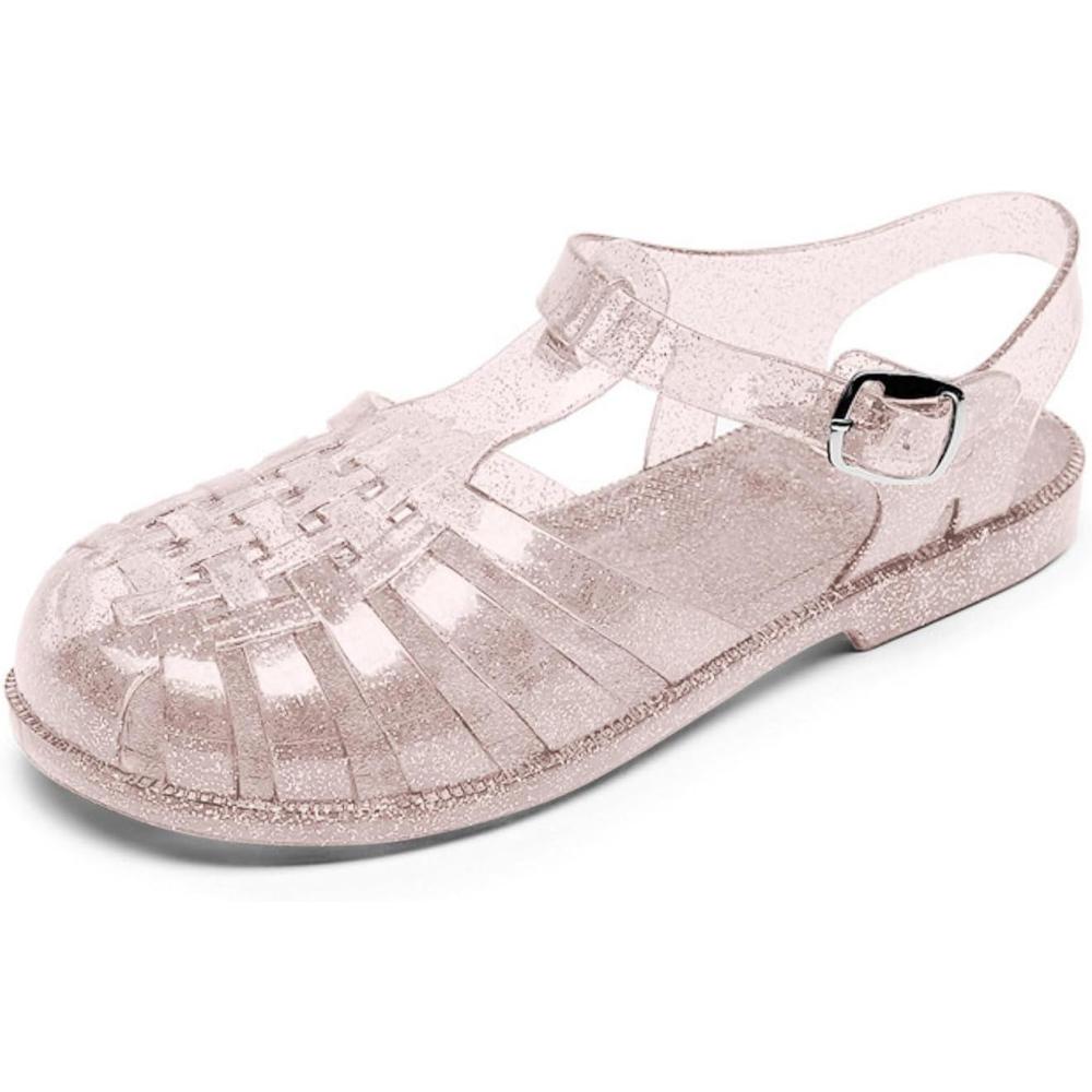 image:imageSandales dt pour femme En plastique transparent Couleur unie Pour la plage Pour lextrieur Pour les loisirs03 Or