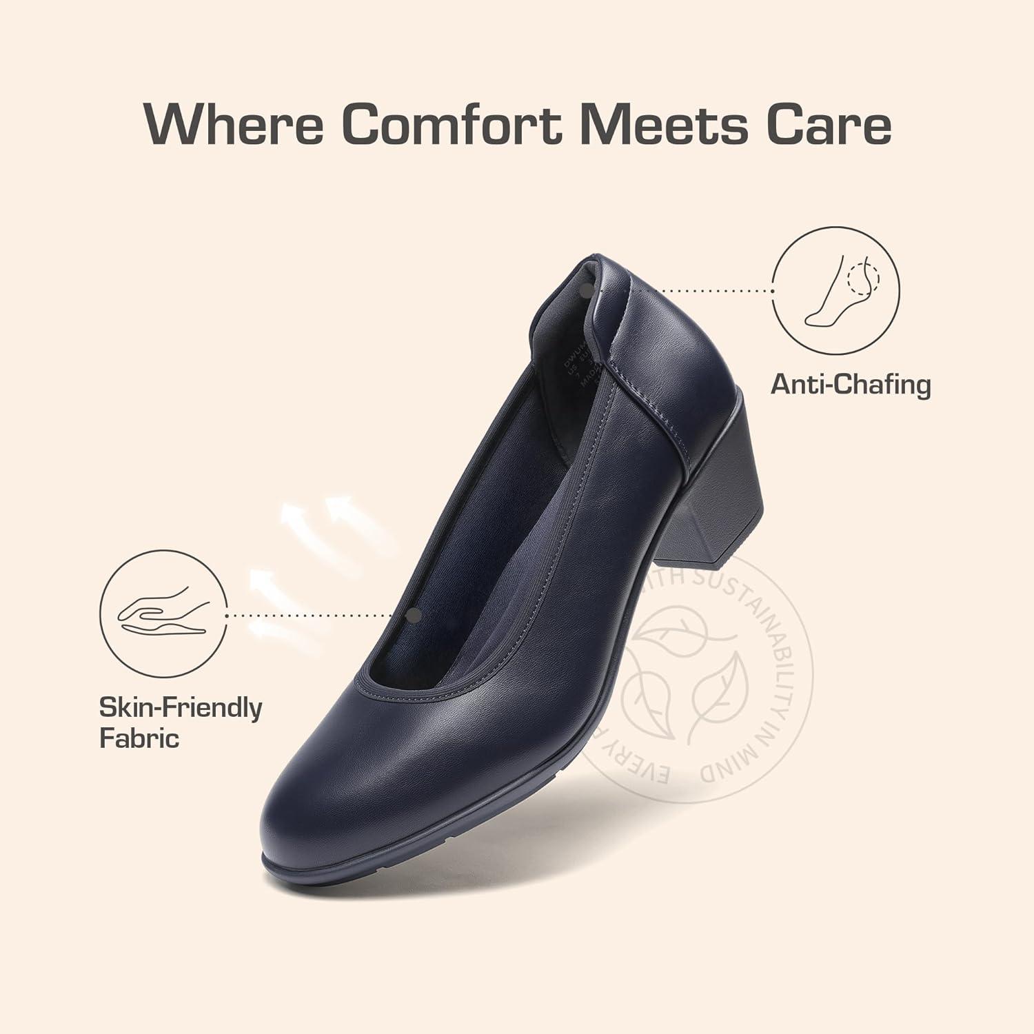 image:imageDREAM PAIRS Escarpins talons bas et pais confortables pour femme Bout rond Chaussures habilles pour le bureau et les affaires bleu marine 38 EU