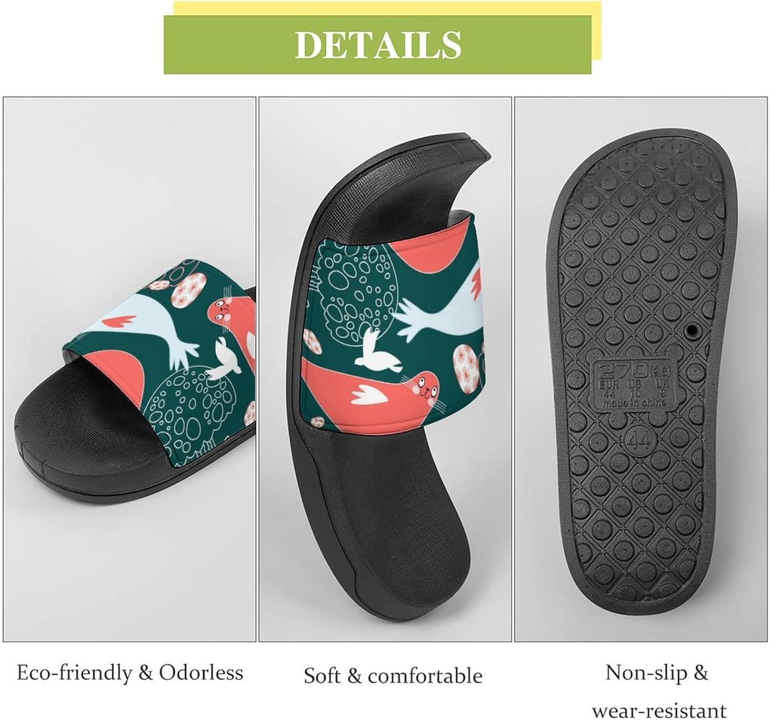 image:imageLurnise Pantoufles Pour Femmes Motif Phoques Et Mduses Shower Sandals Bathroom Slippers Home Slides For Woman