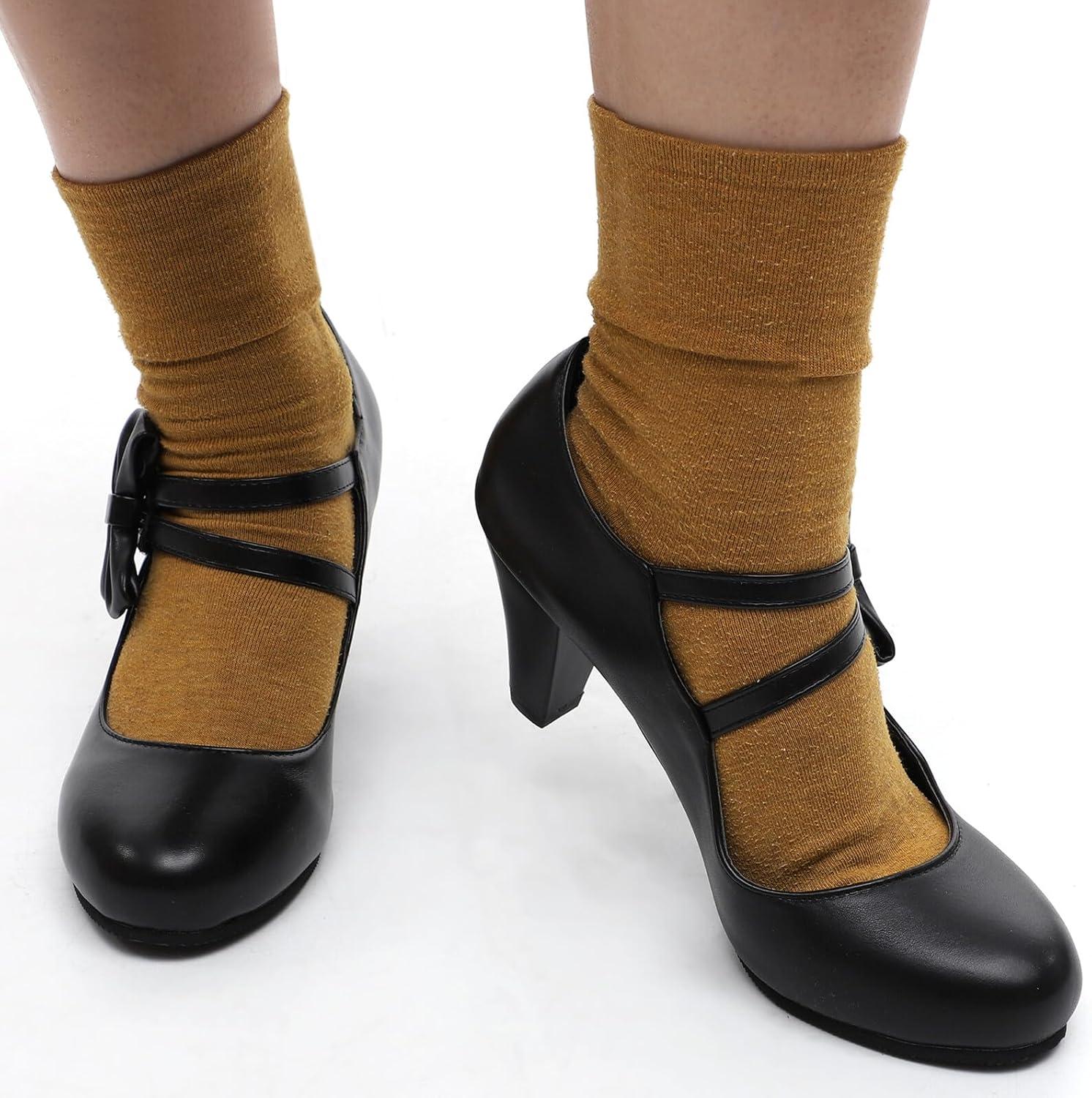 image:imageVOSAREA Chaussures Talon Bloc Femme lgantes Nud Femme Talons pais Confortables et Antidrapants Escarpins PU pour Danse Chic