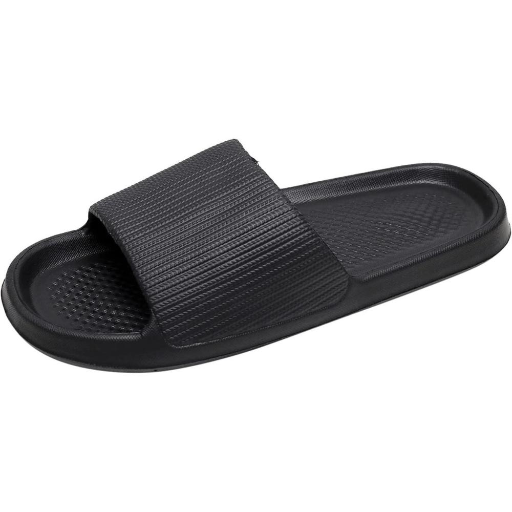 image:imageChaussons Antidrapant Homme Femme Pantoufle Confortable Claquette De Bain Couples Sandal Soft Foam Sole Chaussures De Piscine Maison Accueil Slide Pour Intrieur Et ExtrieurNoir