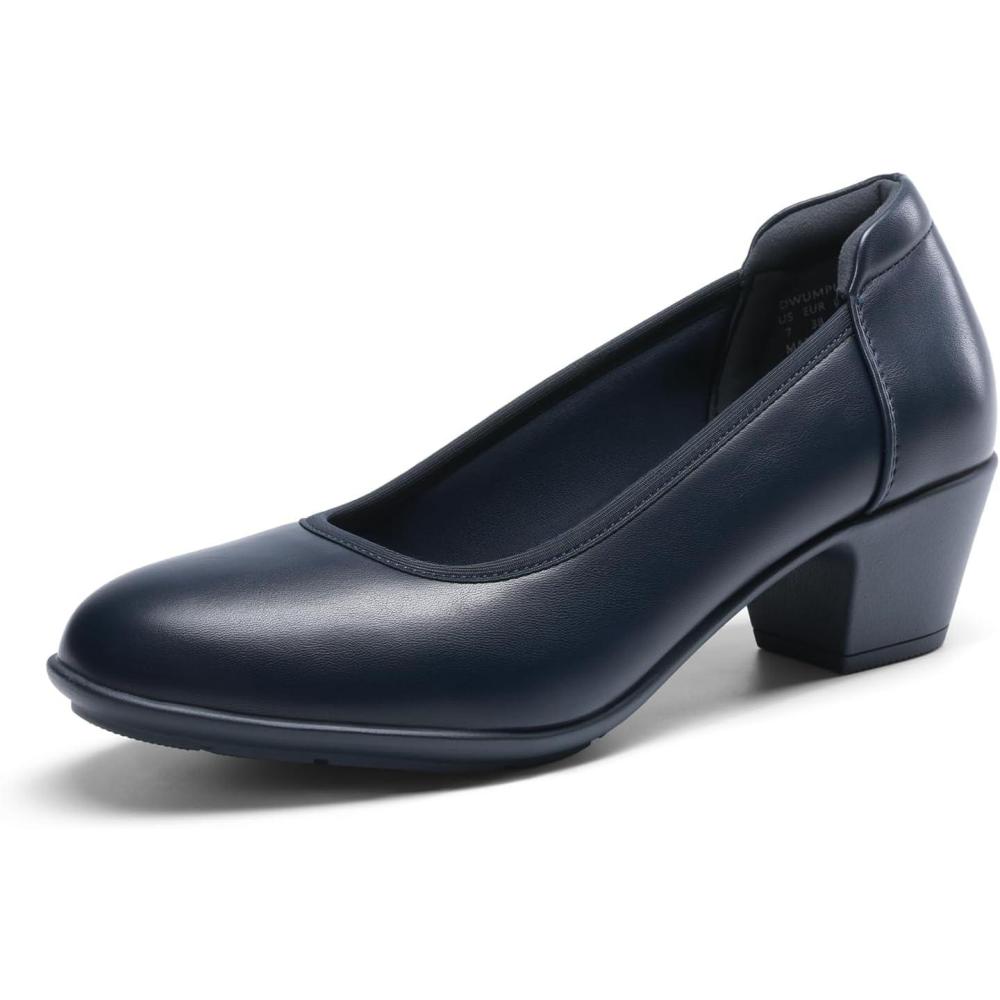 image:imageDREAM PAIRS Escarpins talons bas et pais confortables pour femme Bout rond Chaussures habilles pour le bureau et les affaires bleu marine 38 EU