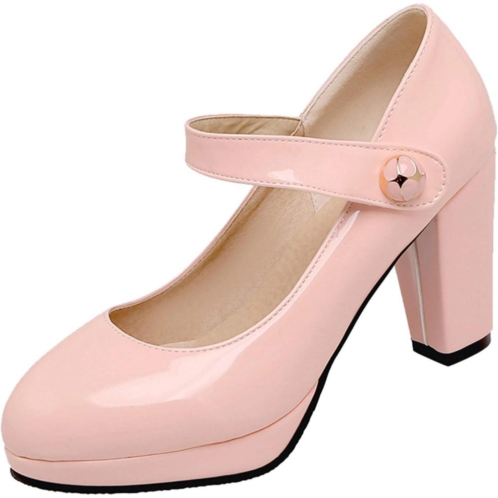 image:imageOnewus Escarpins Mary Jane dcontracts pour femme avec bout arrondi et talon paisRose