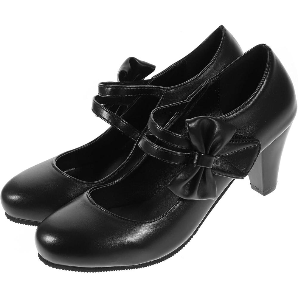 image:imageVOSAREA Chaussures Talon Bloc Femme lgantes Nud Femme Talons pais Confortables et Antidrapants Escarpins PU pour Danse Chic