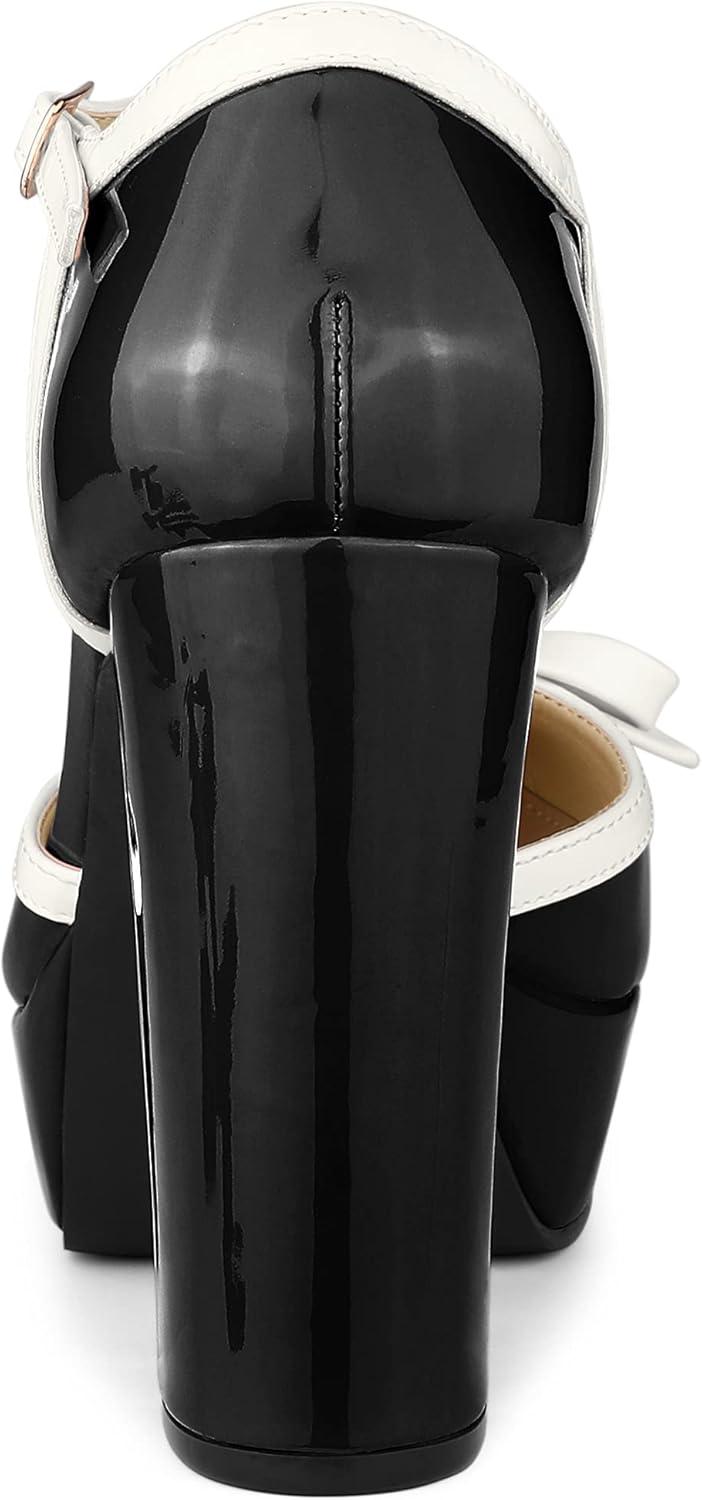 image:imageAllegra K Escarpins Talons pais et Bride en T pour Femmes Noir 41