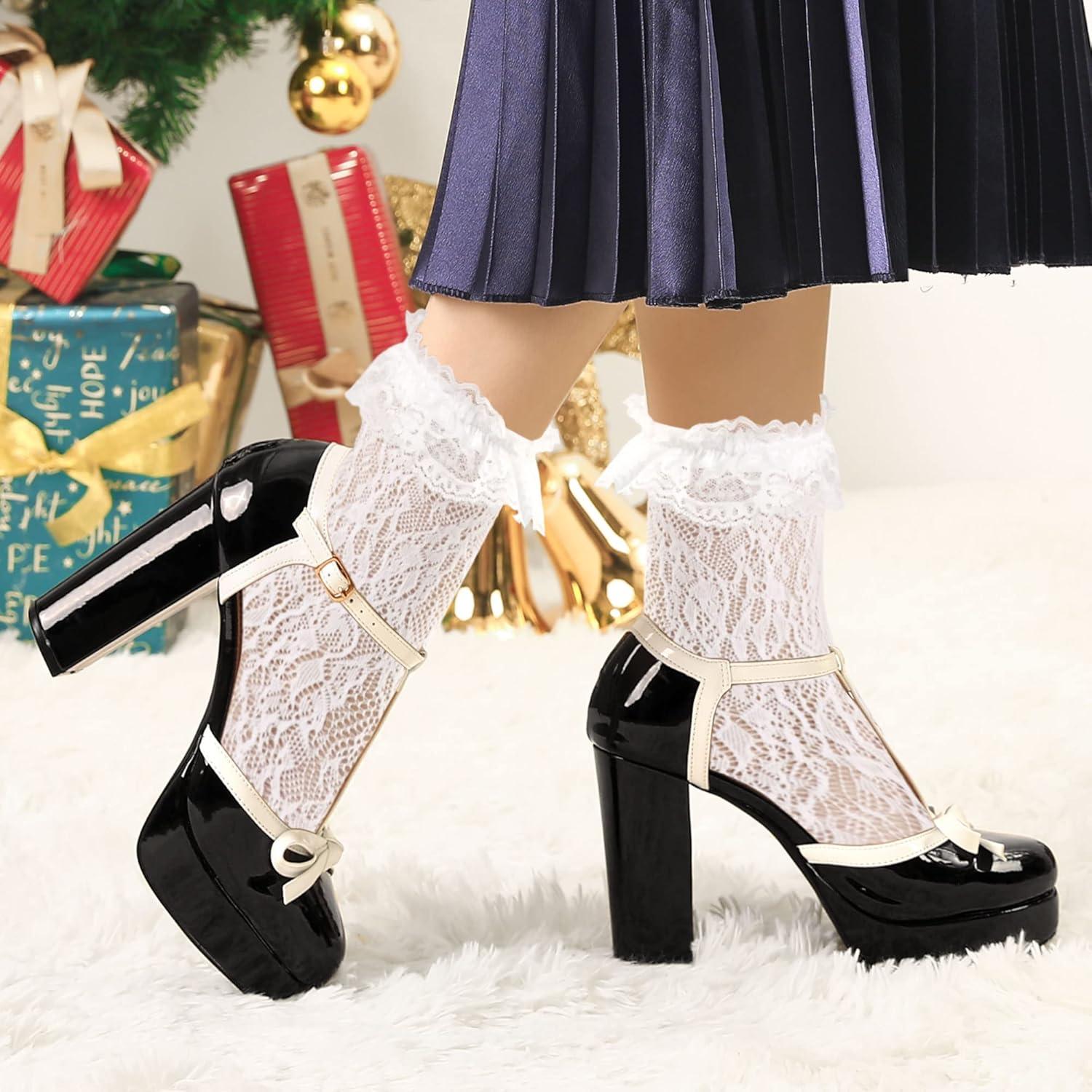 image:imageAllegra K Escarpins Talons pais et Bride en T pour Femmes Noir 41