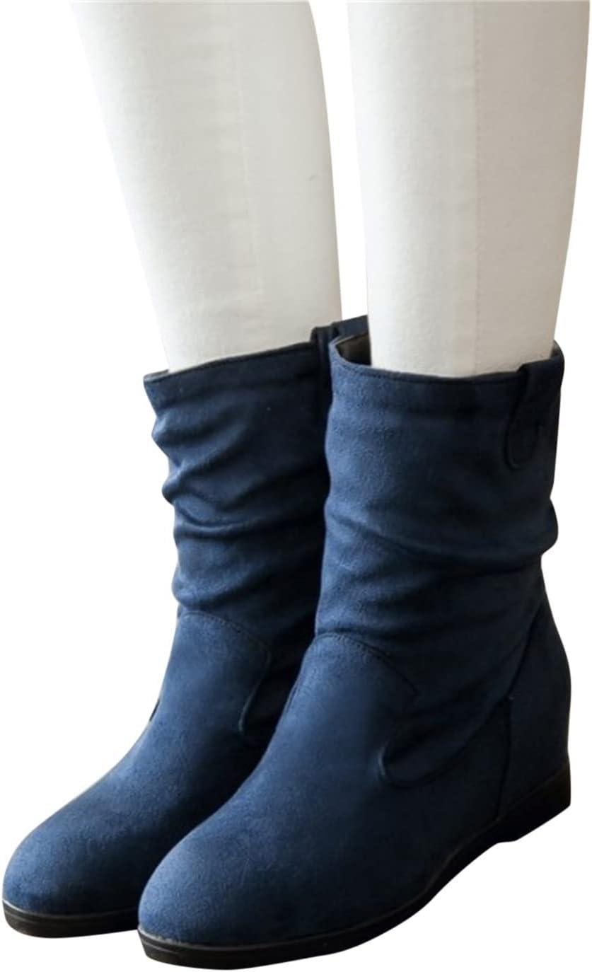 image:imageBottines en daim pour femme avec talon compens Bottes enfiler Bottes dhiver pointues Bottes basses lgantes Bottes courtes confortables talon Bottes western antidrapantes Z07 bleu