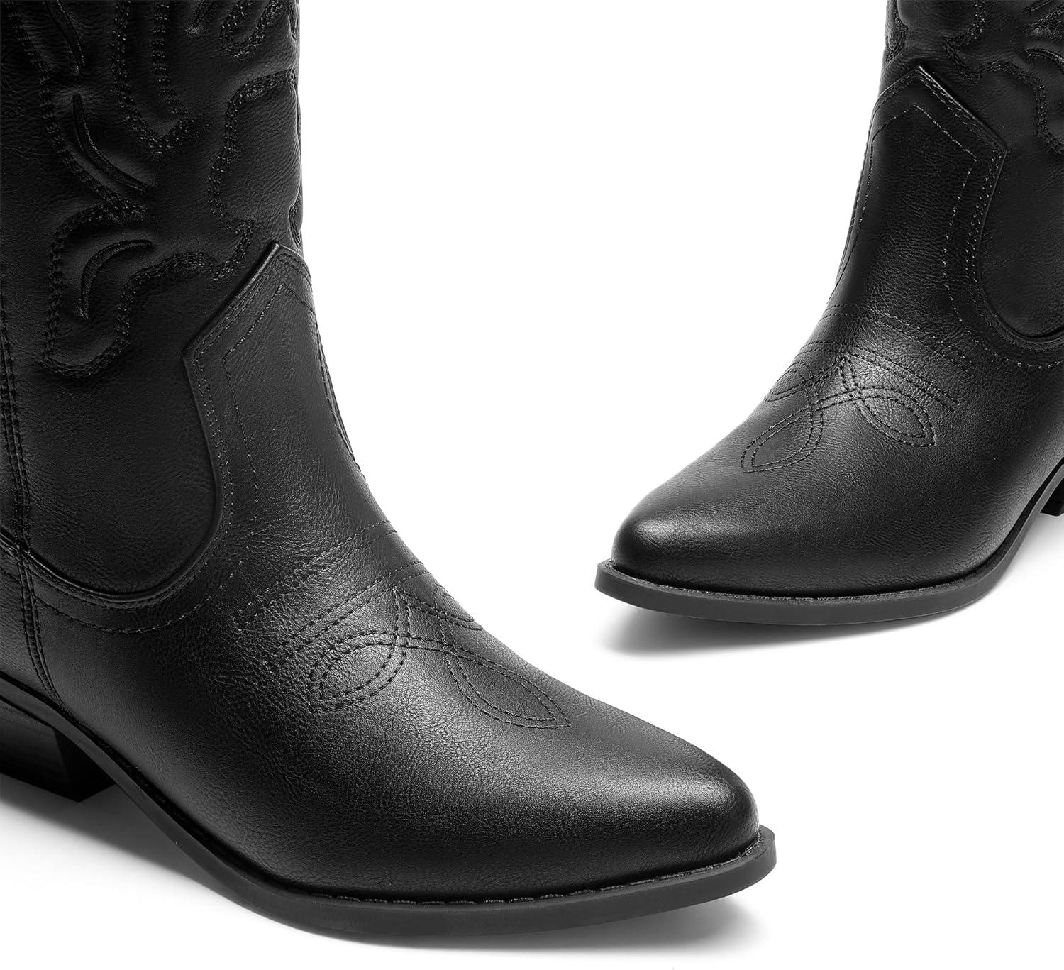image:imageDREAM PAIRS Bottes Femme Classique Bottes Western pour Femmes Confortable Bottines Elgantes DWUMMB2419Tout Noir
