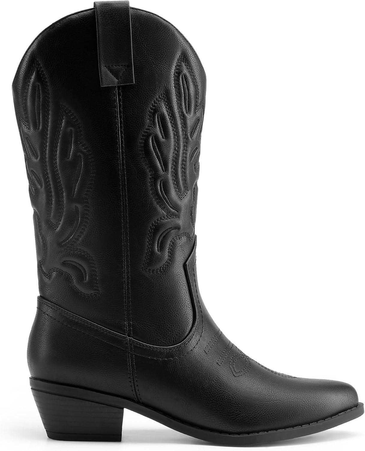 image:imageDREAM PAIRS Bottes Femme Classique Bottes Western pour Femmes Confortable Bottines Elgantes DWUMMB2419Tout Noir