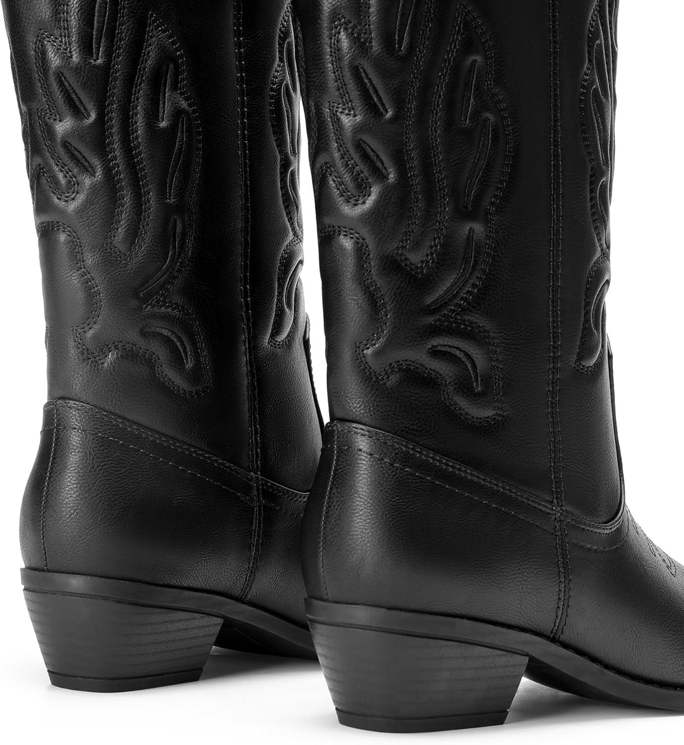 image:imageDREAM PAIRS Bottes Femme Classique Bottes Western pour Femmes Confortable Bottines Elgantes DWUMMB2419Tout Noir