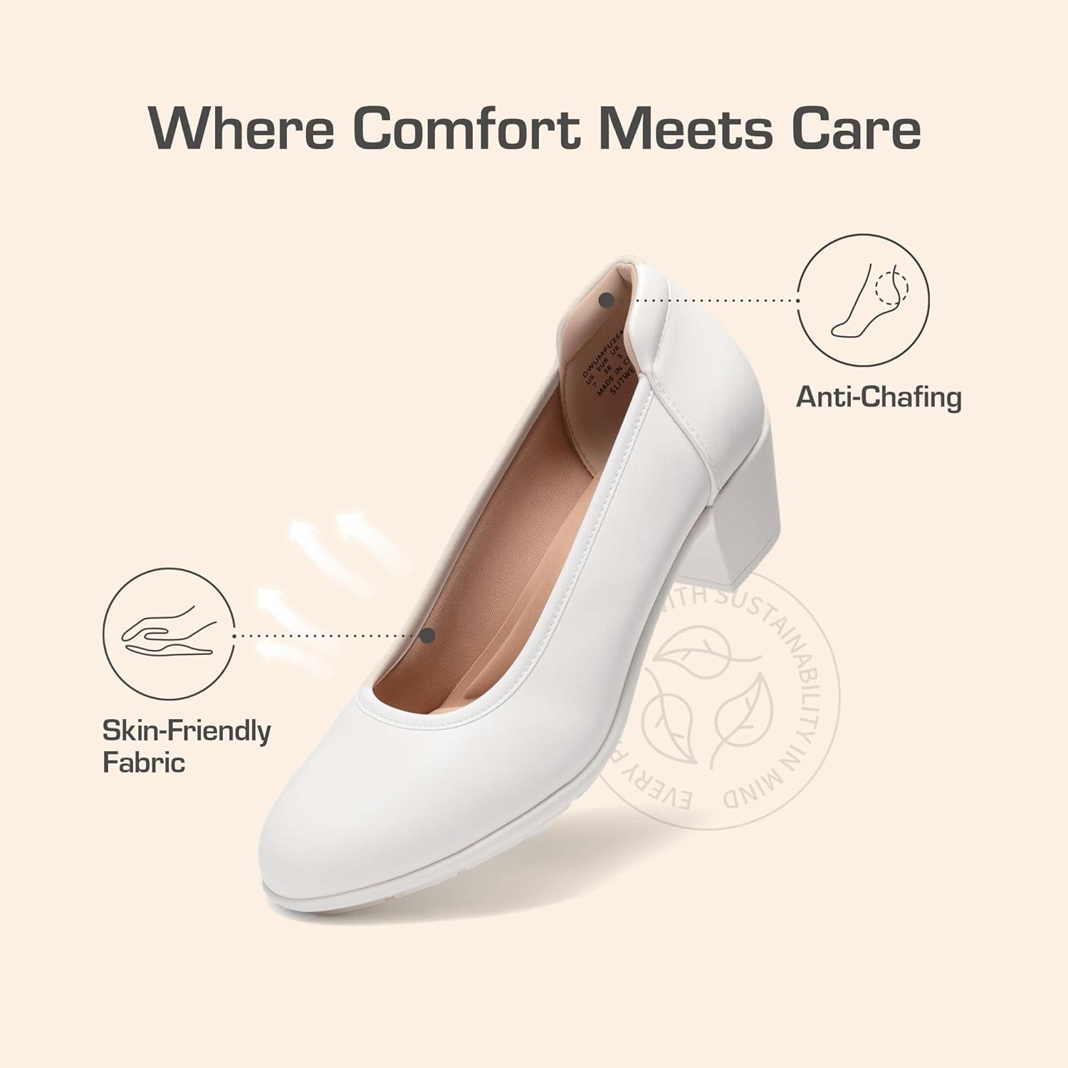 image:imageDREAM PAIRS Escarpins talons bas et pais confortables pour femme Bout rond Chaussures habilles pour le bureau et les affaires blanc 385 EU