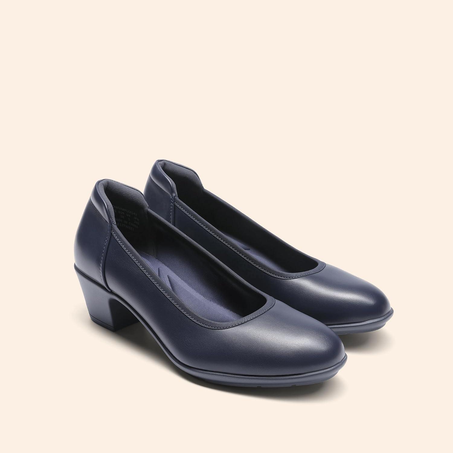 image:imageDREAM PAIRS Escarpins talons bas et pais confortables pour femme Bout rond Chaussures habilles pour le bureau et les affaires bleu marine 39 EU