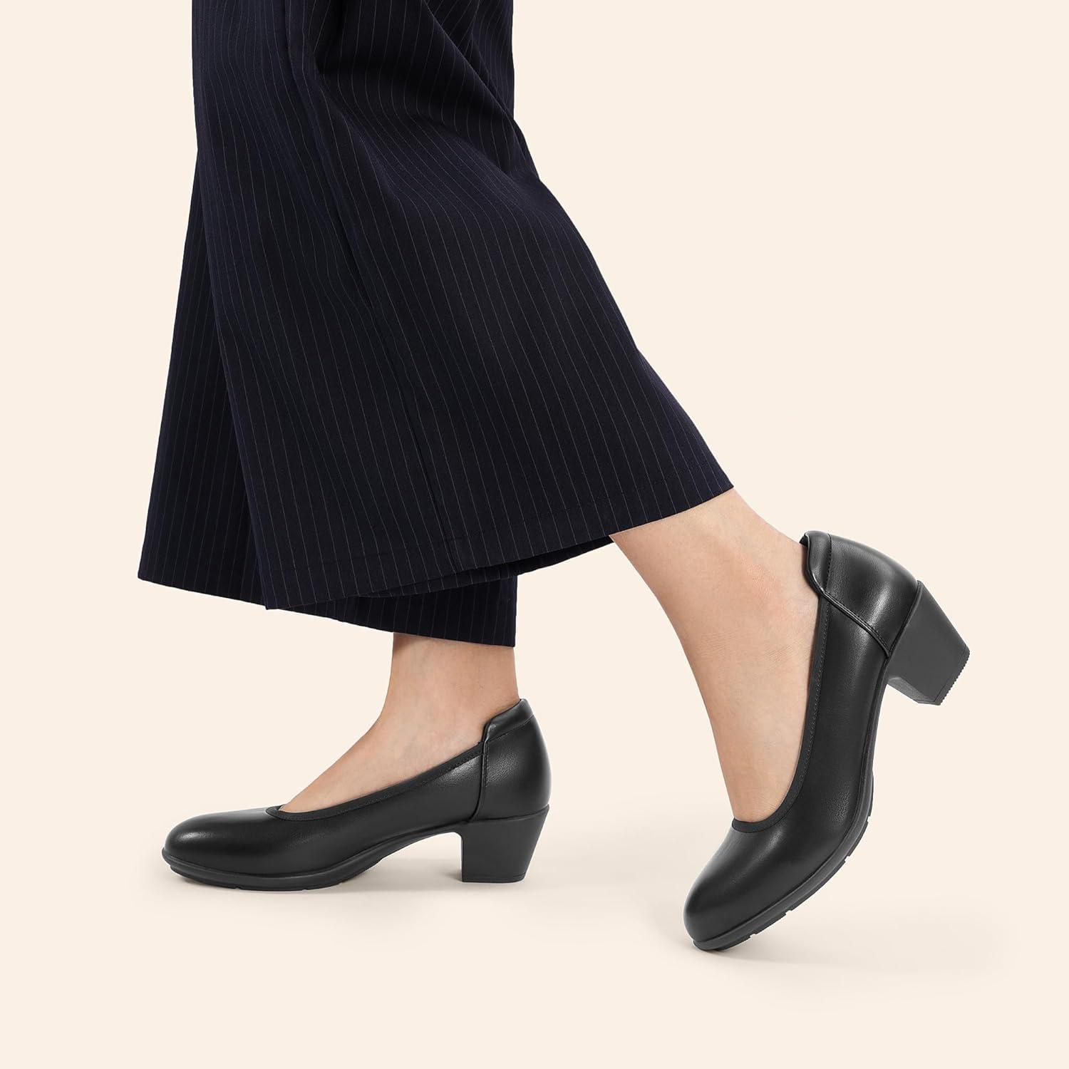 image:imageDREAM PAIRS Escarpins talons bas et pais confortables pour femme Bout rond Chaussures habilles pour le bureau et les affaires noir 39 EU