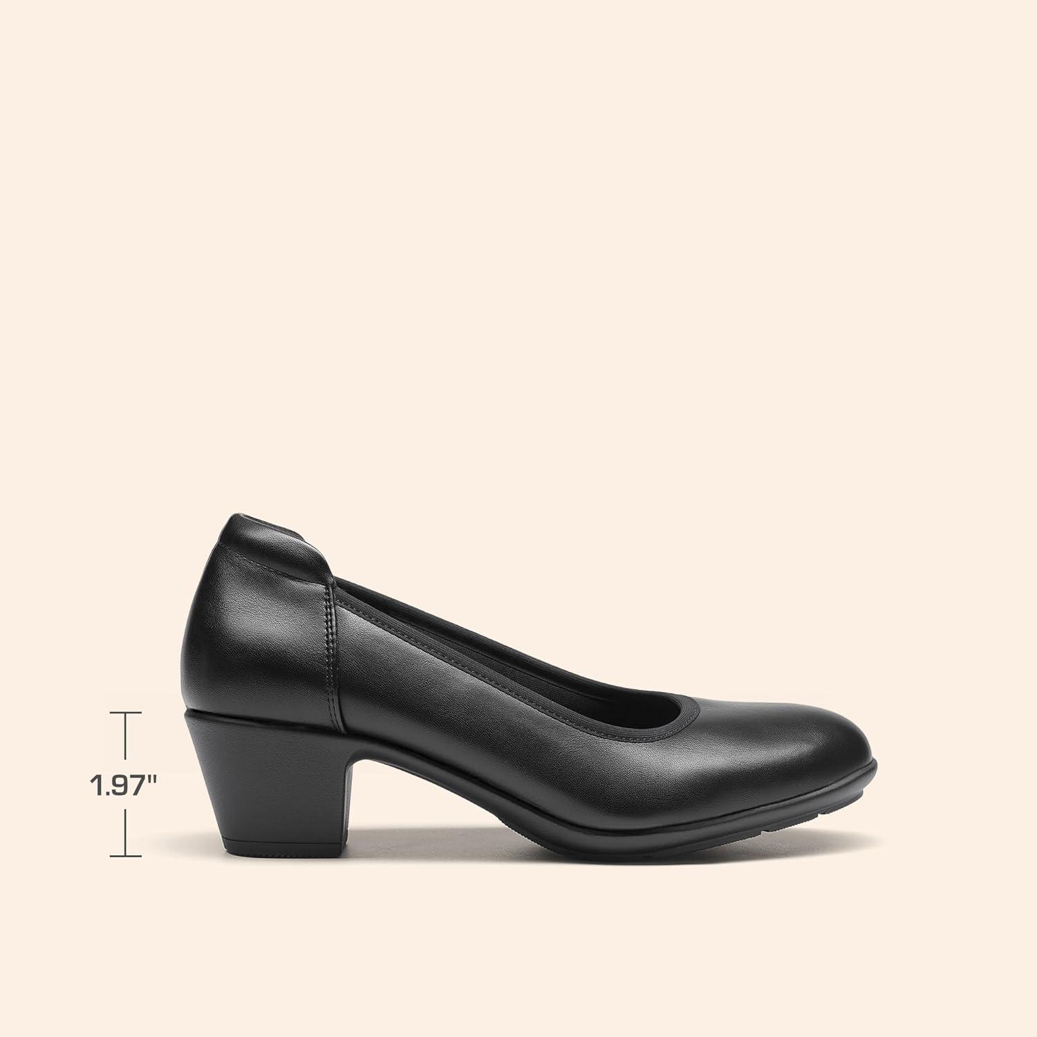 image:imageDREAM PAIRS Escarpins talons bas et pais confortables pour femme Bout rond Chaussures habilles pour le bureau et les affaires noir 39 EU