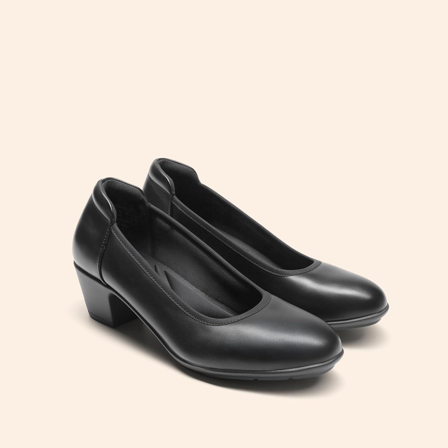 image:imageDREAM PAIRS Escarpins talons bas et pais confortables pour femme Bout rond Chaussures habilles pour le bureau et les affaires noir 40 EU