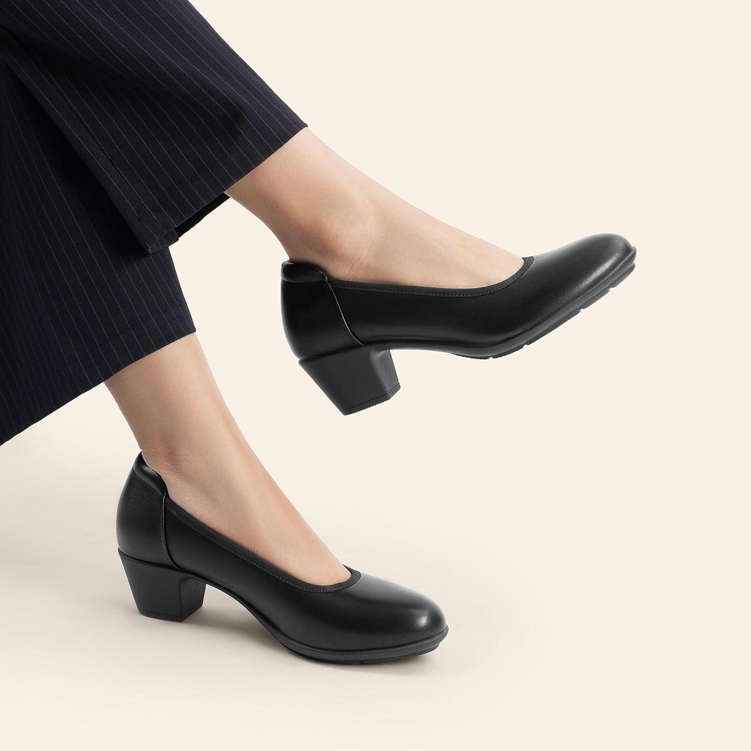 image:imageDREAM PAIRS Escarpins talons bas et pais confortables pour femme Bout rond Chaussures habilles pour le bureau et les affaires noir 40 EU