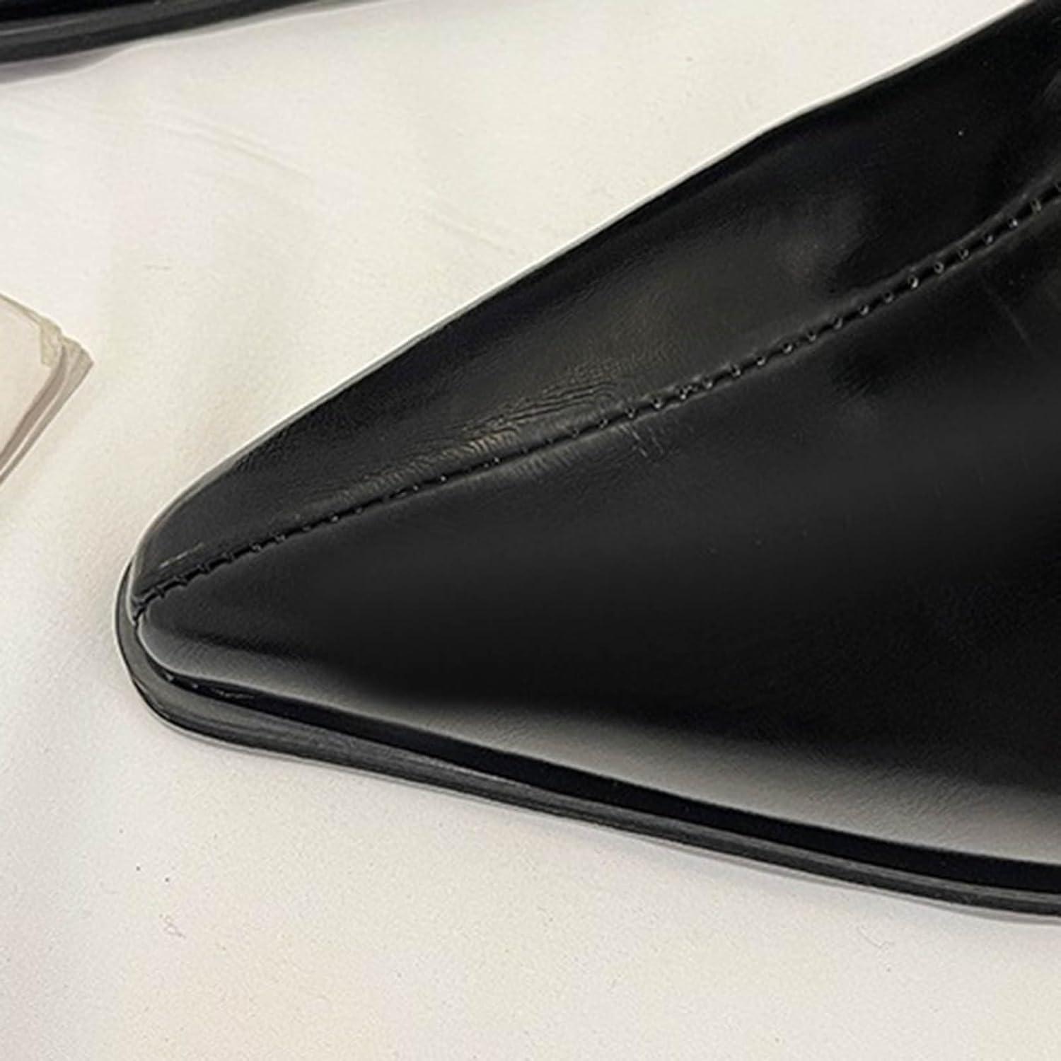 image:imageEscarpins talon pais pour femme Bout pointu Mocassins enfiler Dos nu Chaussures classiques pour mariage fte Noir 395 EU