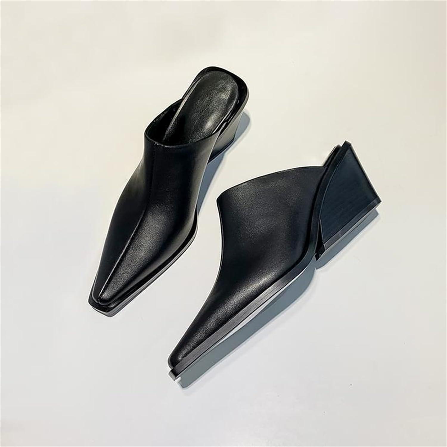 image:imageEscarpins talon pais pour femme Bout pointu Mocassins enfiler Dos nu Chaussures classiques pour mariage fte Noir 395 EU