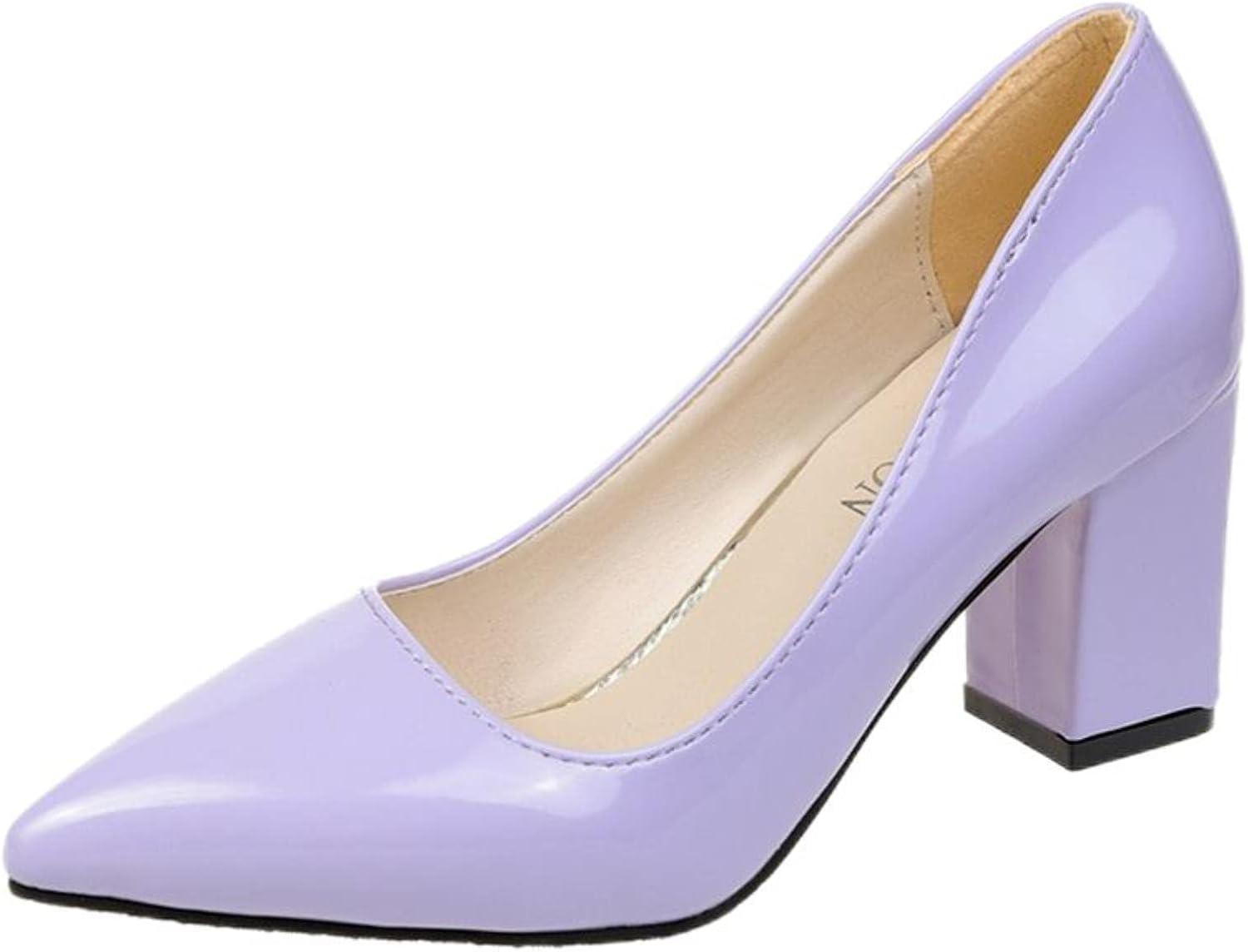 image:imageNouvelles chaussures pointues en cuir verni Tou de 75 cm pour femme Escarpins colors talons pais Travail bout pointu Orange Pointure 40