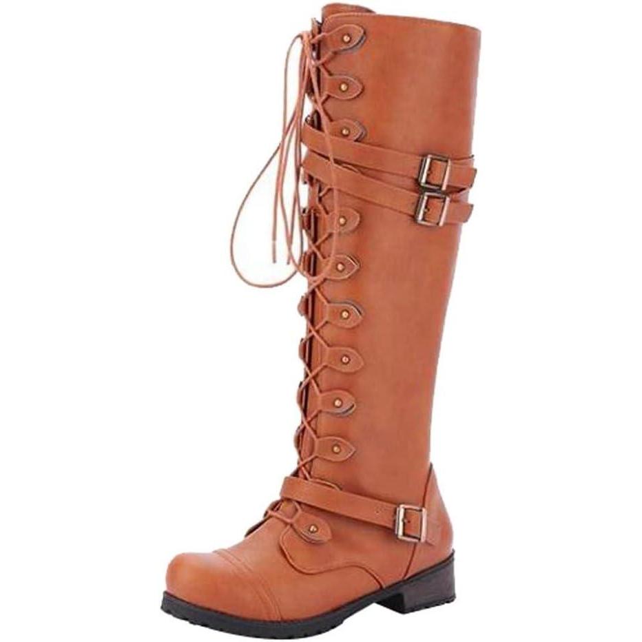 image:imageBottes dquitation  lacets pour femme  Bottes de combat  Bottes en cuir antidrapantes  Bottes longues  Bottes dhiver  Bottes de travail pour lautomne et lhiverJaune
