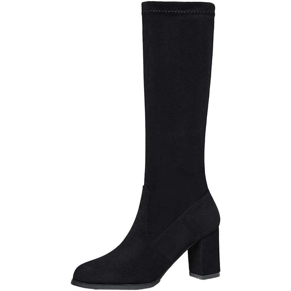 image:imageBottes en daim pour femme Bottes dquitation Bottes talons hauts Bottes hautes Bottes Stiletto Bottes hautes Bottes western Antidrapantes Bottes dhiverNoir