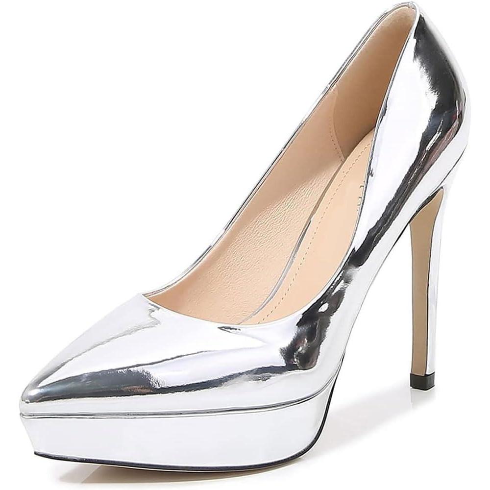 image:imageDiscothque Sexy Talons Hauts pour Femmes Plateforme Talons Aiguilles Escarpins Enfiler en Dentelle Bout Ferm Escarpins Robe De Soire De Mariage Chaussures De Bal 12 cm epaisH40EUG