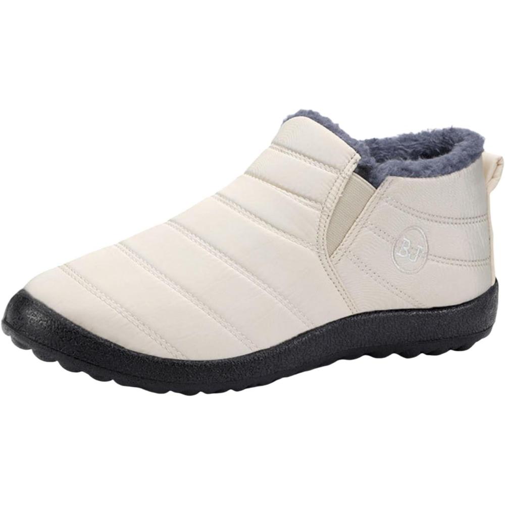 image:imageENEN Bottes de Neige Impermable Femme Homme 3547 Bottes Femme Hiver Fourr Antidrapantes Semelle en Caoutchouc Chaude Confortable pour Extrieur RandonneBlanc