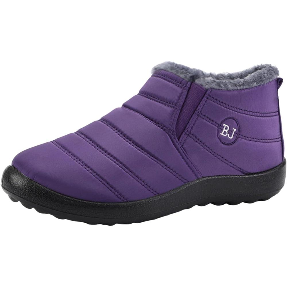 image:imageENEN Bottes de Neige Impermable Femme Homme 3547 Bottes Femme Hiver Fourr Antidrapantes Semelle en Caoutchouc Chaude Confortable pour Extrieur RandonneViolet