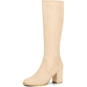 Allegra K Bottes à Hauteur du Genou pour Femmes(Beige)