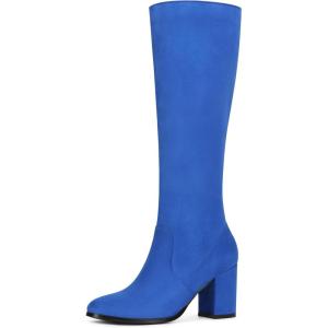 Allegra K Bottes à Hauteur du Genou pour Femmes(Bleu Marine)