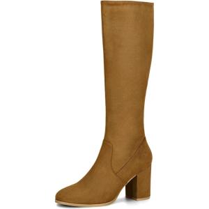 Allegra K Bottes à Hauteur du Genou pour Femmes(Brun)