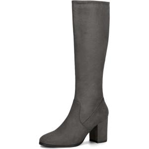 Allegra K Bottes à Hauteur du Genou pour Femmes(Gris)