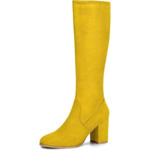 Allegra K Bottes à Hauteur du Genou pour Femmes(Jaune)