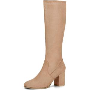 Allegra K Bottes à Hauteur du Genou pour Femmes(Kaki)