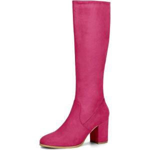 Allegra K Bottes à Hauteur du Genou pour Femmes(Rose Vif)