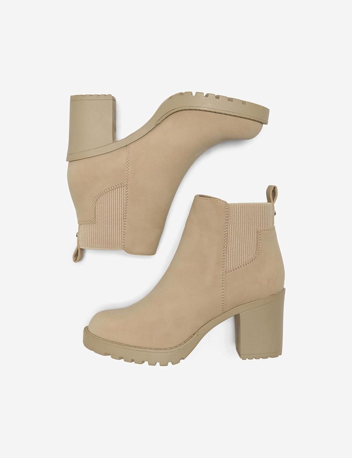 image:imageONLY Women Chelsea Boots with Heel Ankle Shoes Bootie Boots Without Closure ONLBARBARABeige