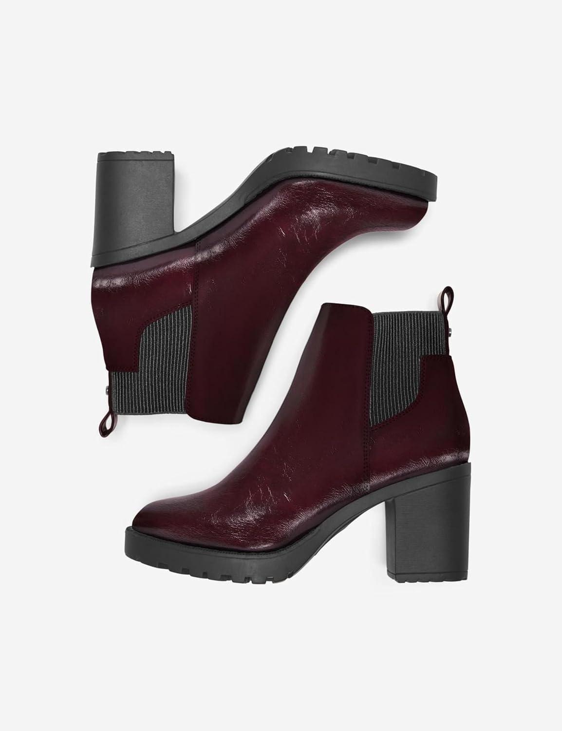 image:imageONLY Women Chelsea Boots with Heel Ankle Shoes Bootie Boots Without Closure ONLBARBARABordeaux