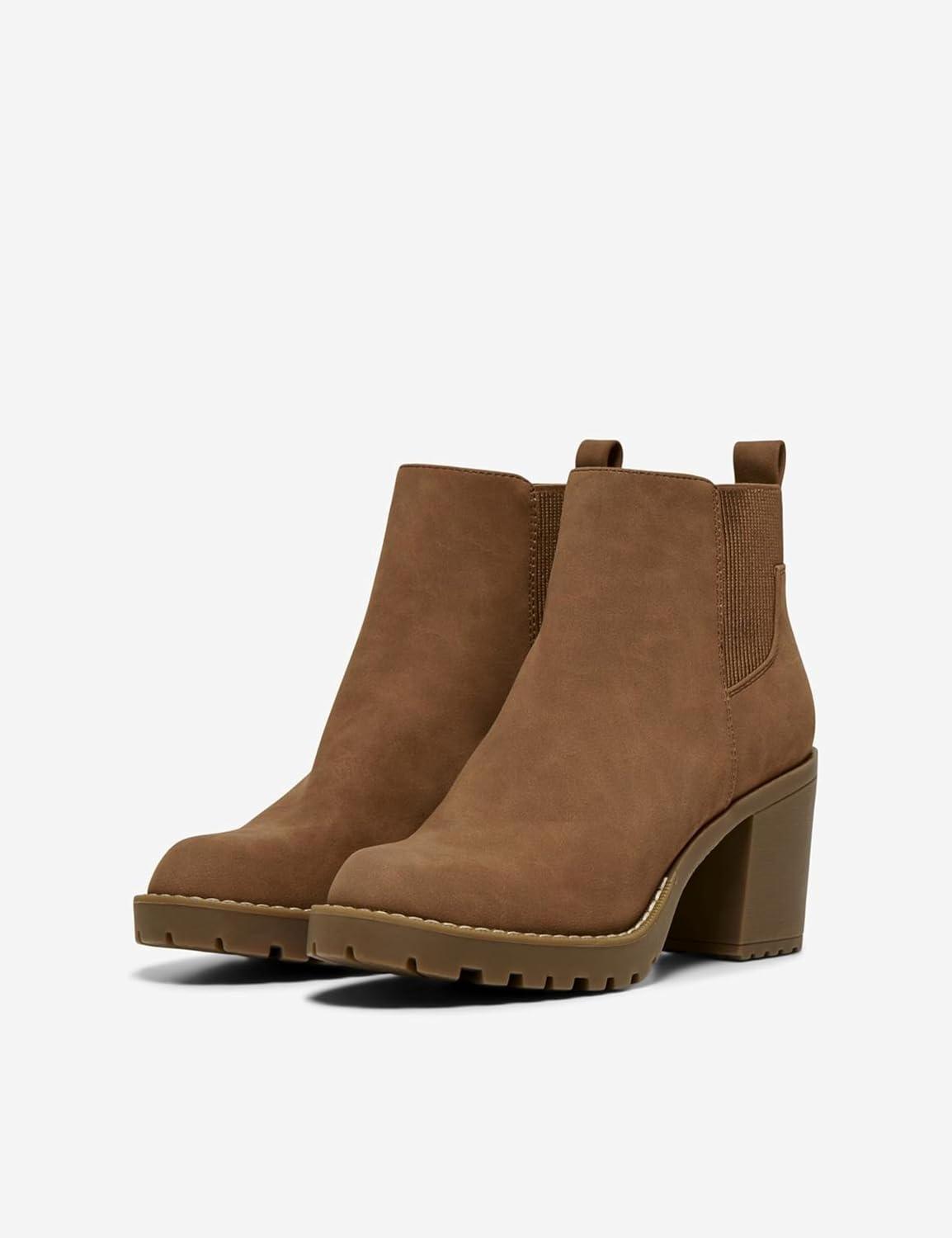 image:imageONLY Women Chelsea Boots with Heel Ankle Shoes Bootie Boots Without Closure ONLBARBARACognac