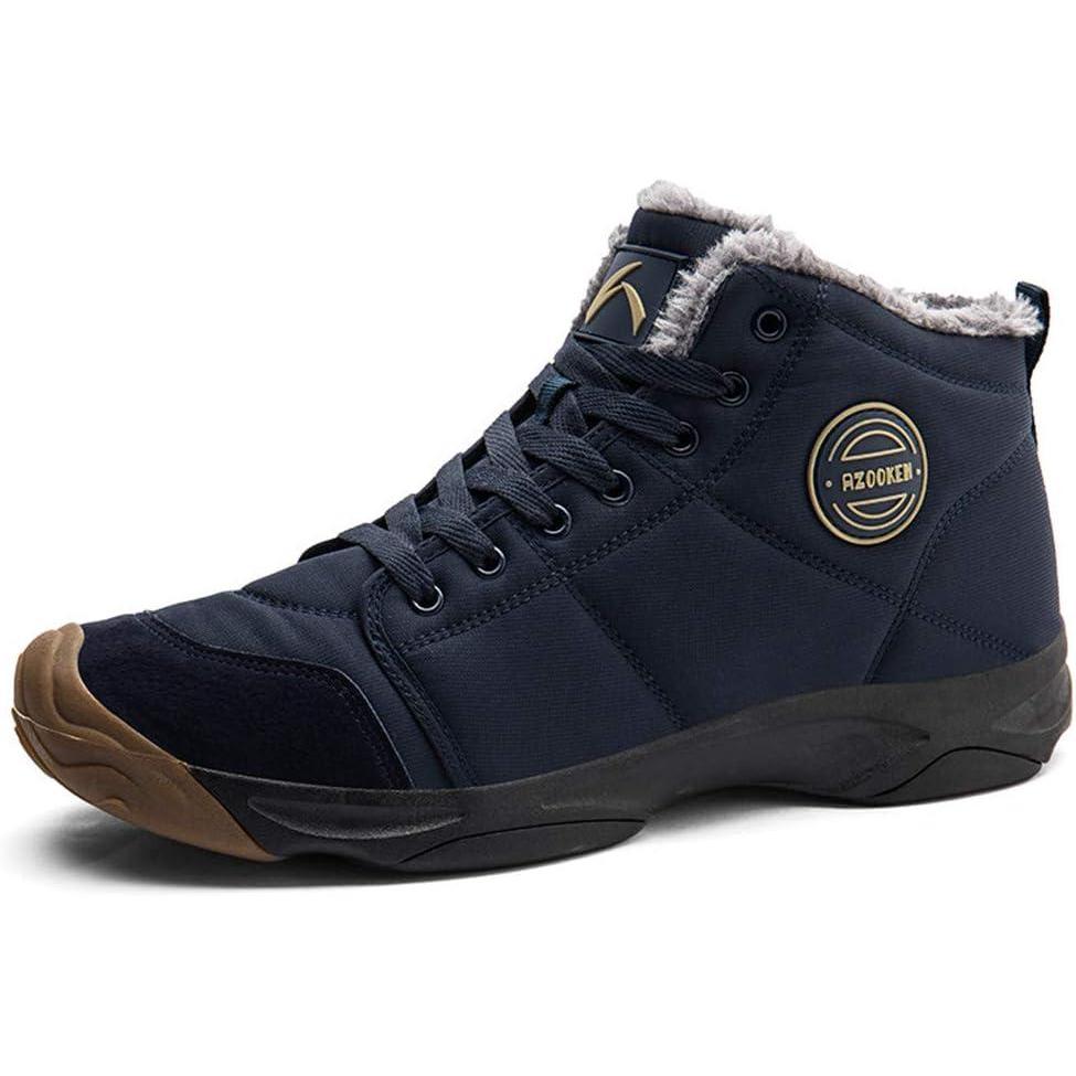 image:imageAzooken Homme Femme Chaussures Trekking Randonne Bottes de Neige Hiver Impermable Outdoor Boots Fourrure Cuir Impermable Sneakers 3648Bleu