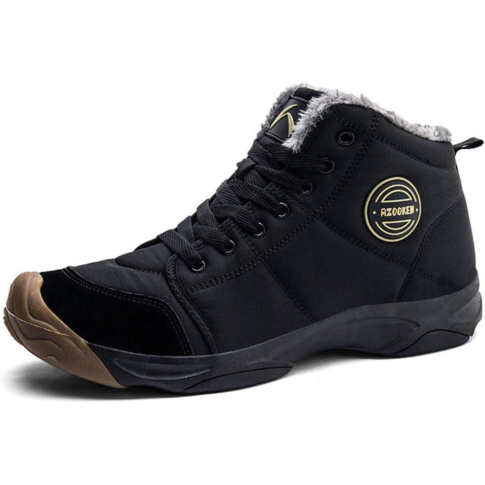 image:imageAzooken Homme Femme Chaussures Trekking Randonne Bottes de Neige Hiver Impermable Outdoor Boots Fourrure Cuir Impermable Sneakers 3648Noir