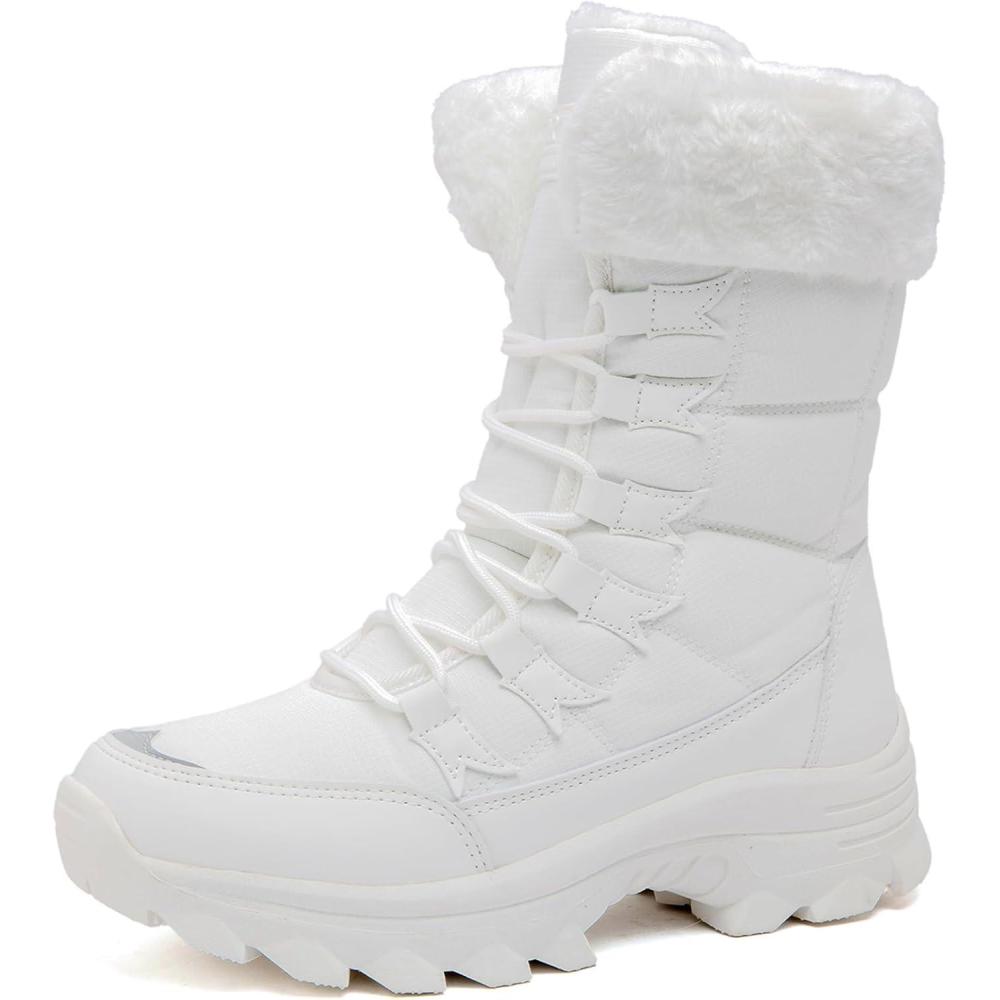 image:imageBottes Femme Bottes de Neige Bottines de Hiver tanche Botte de Randonne Chaussures Montantes de Randonne Bottine de Neige Fourrure Chaussure de Hiver Taille 3743Blanc
