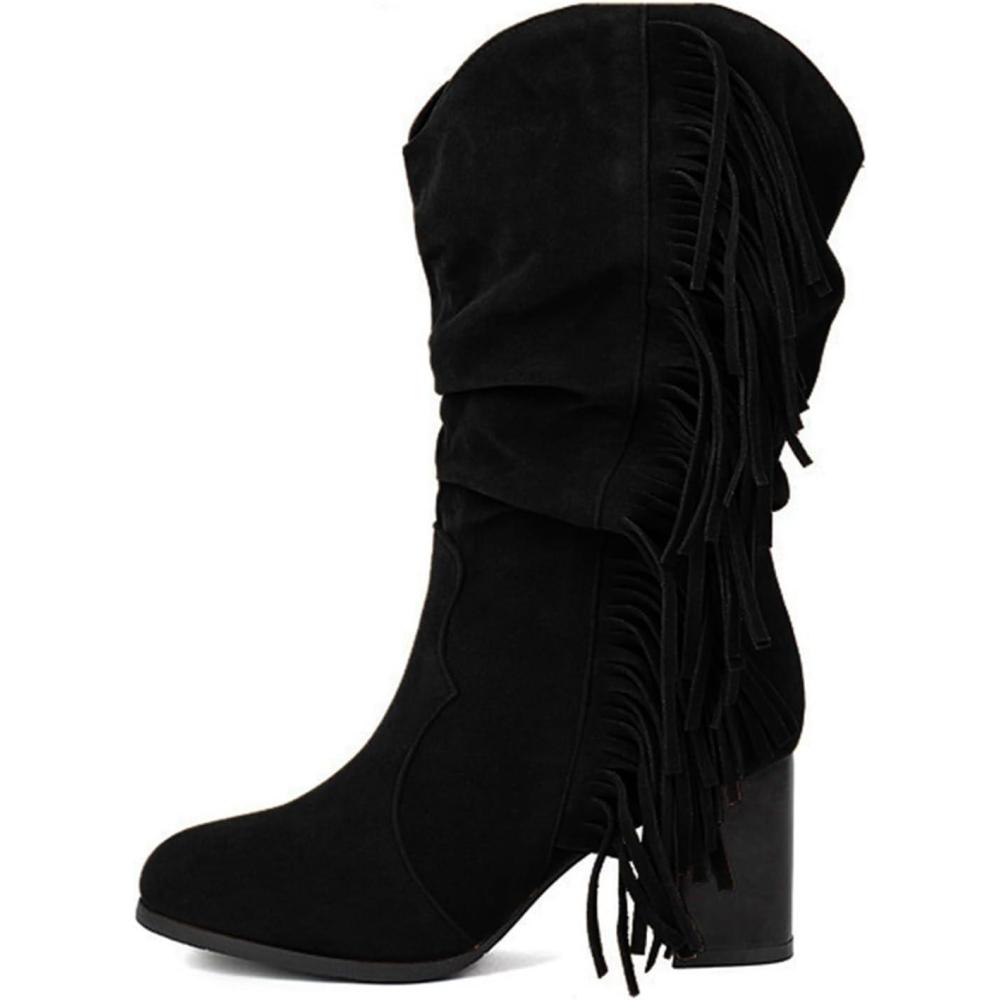 image:imageChaussure Femme Bottes Cavalieres Femme Chaussures Pieds Larges Botte Caoutchouc Chaudes Haute Hiver Equitation Pour Mollet Large Chaussure Fourre De Randonne Confortable Bottines CompensesLe Noir C