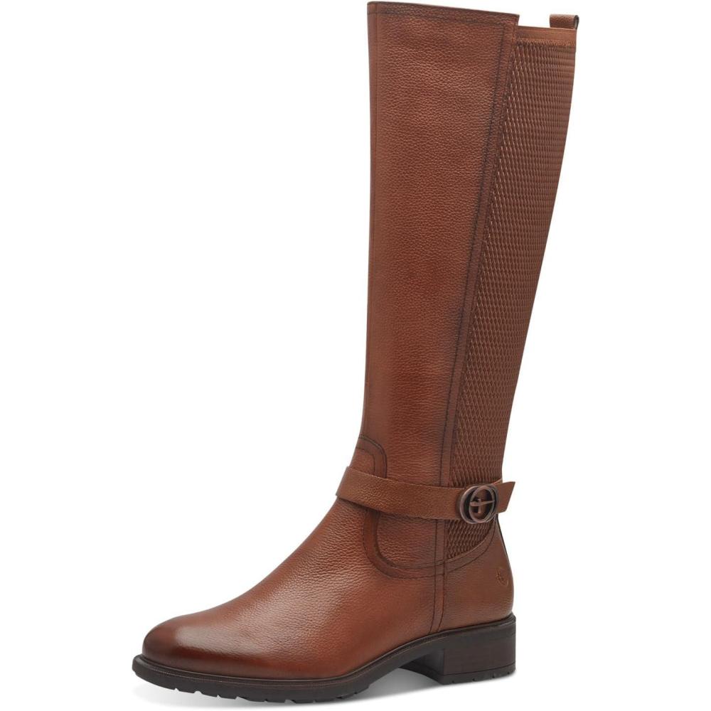 image:imageTamaris Bottes Hautes en Cuir FemmeCognac