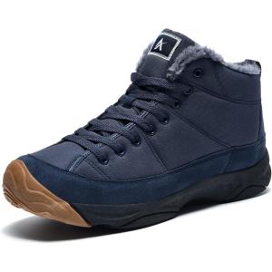 Azooken Homme Femme Chaussures Trekking Randonnée Bottes de Neige Hiver Imperméable Outdoor Boots Fourrure Cuir Imperméable Sneakers 36-48(Azur Bleu)