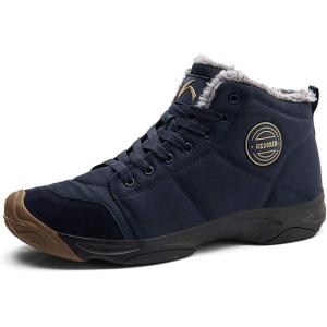 Azooken Homme Femme Chaussures Trekking Randonnée Bottes de Neige Hiver Imperméable Outdoor Boots Fourrure Cuir Imperméable Sneakers 36-48(Bleu)